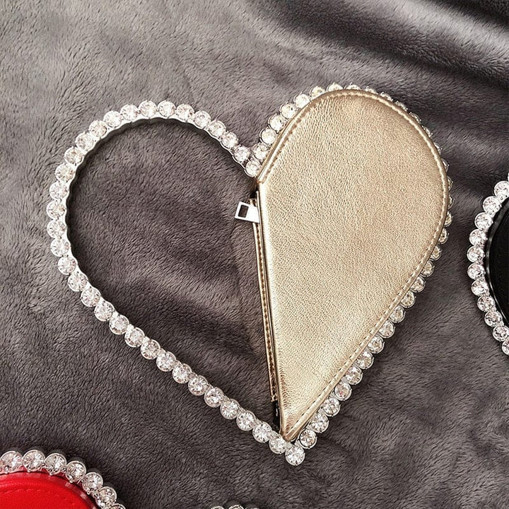 Rhinestone Red Heart Evening Clutch Bag BENNYS 