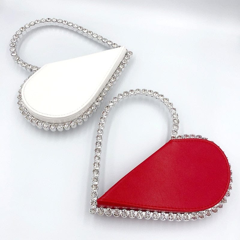 Rhinestone Red Heart Evening Clutch Bag BENNYS 