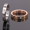 Roman Numerals With Diamond Couple Rings 18K Rose Gold Titanium Steel Rings Lucky Number Rings BENNYS 