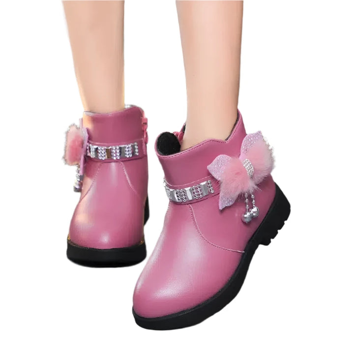 Girls Leather Ankle Boots Non-slip Shoes For Toddlers-Shoes-Bennys Beauty World