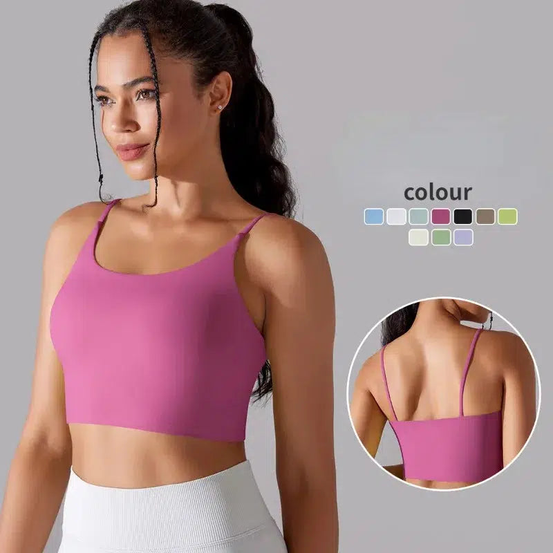 Women Solid Double Sided Nylon Bras Knitting High Elastic Tank Tops-crop top-Bennys Beauty World