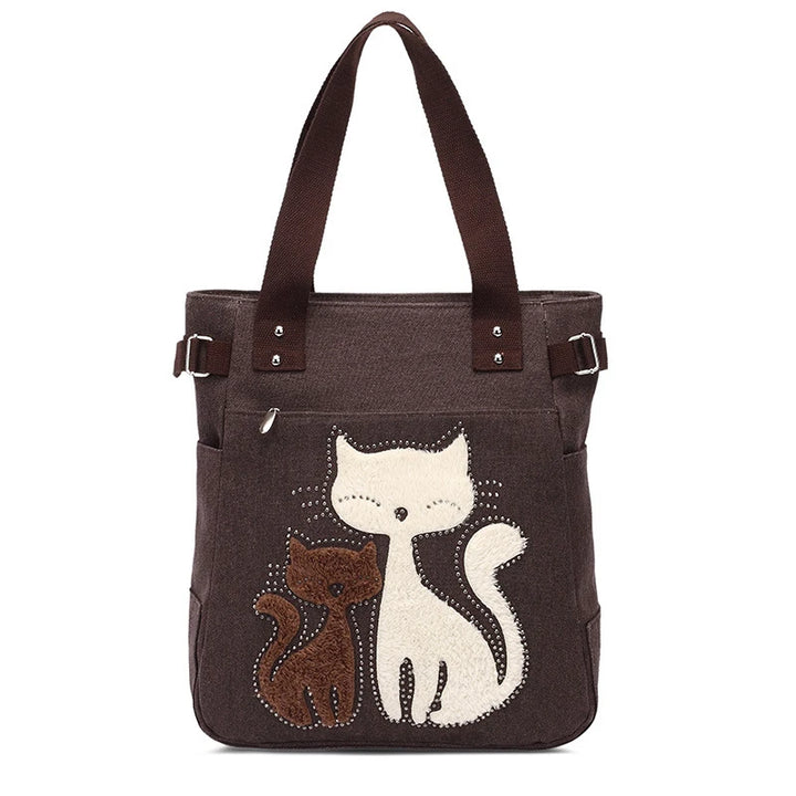 Large Capacity Vintage Shoulder Bag with Zipper