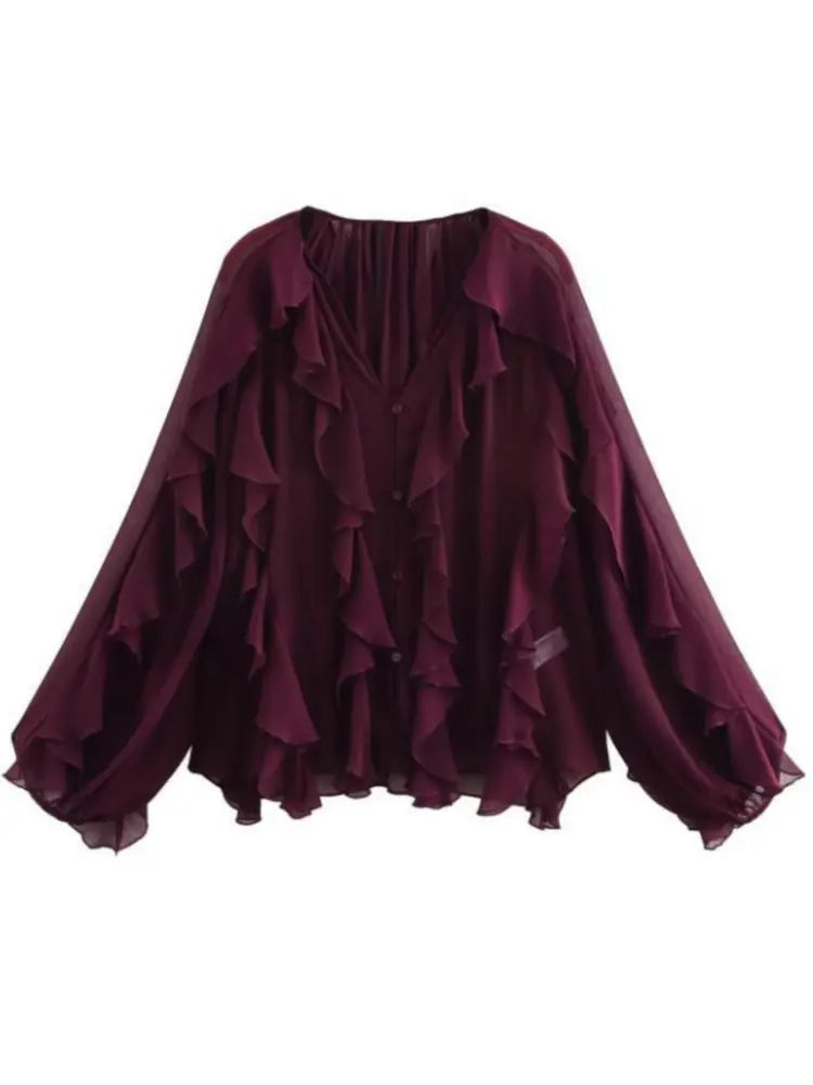 Summer Chic Women's Elegant Loose Long Sleeve Layered Shirts-Blouse-Bennys Beauty World