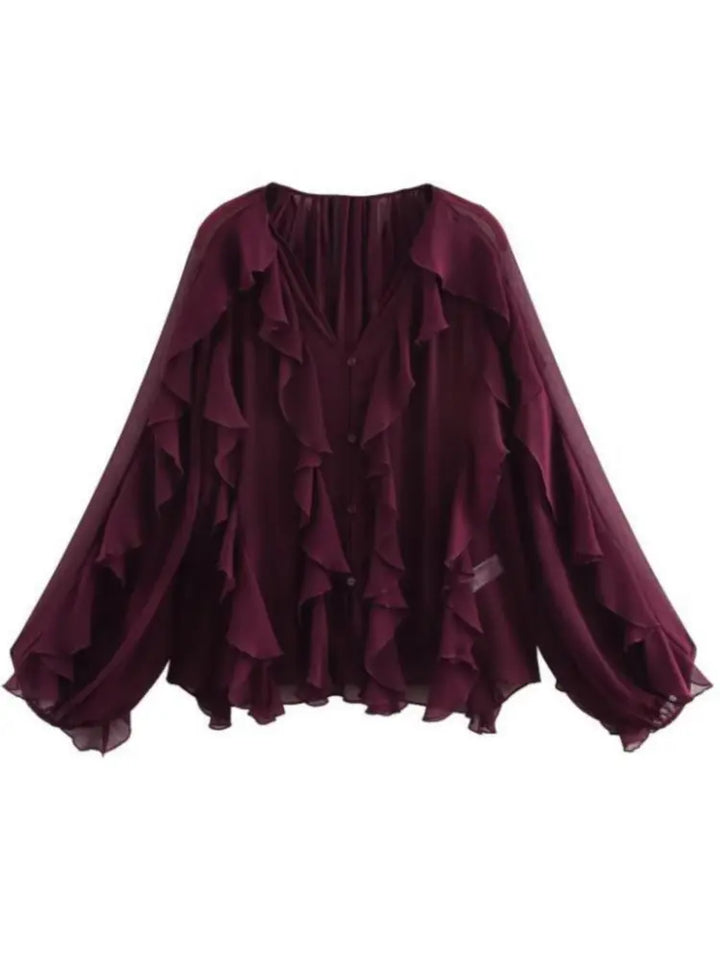 Summer Chic Women's Elegant Loose Long Sleeve Layered Shirts-Blouse-Bennys Beauty World