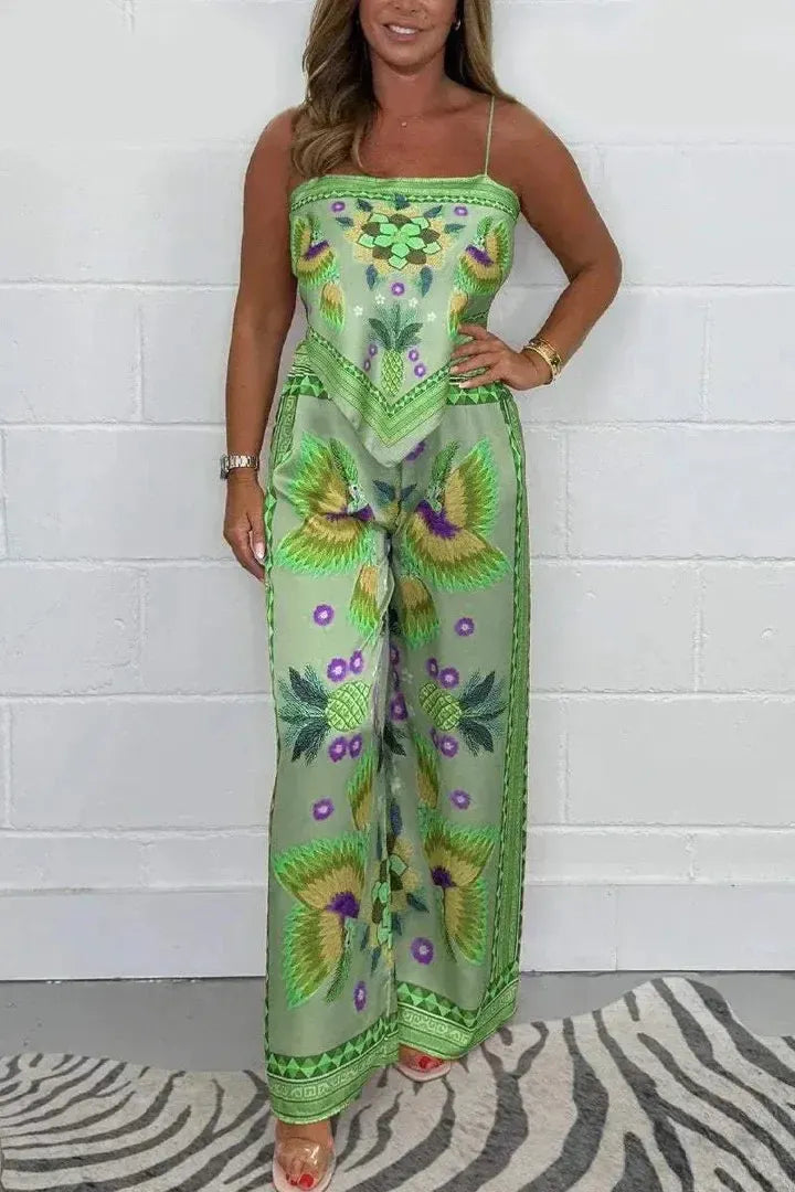 Owner Girl Women's 2-Piece Printed Trousers Set – Summer Casual Outfit-Outfit Set-Bennys Beauty World