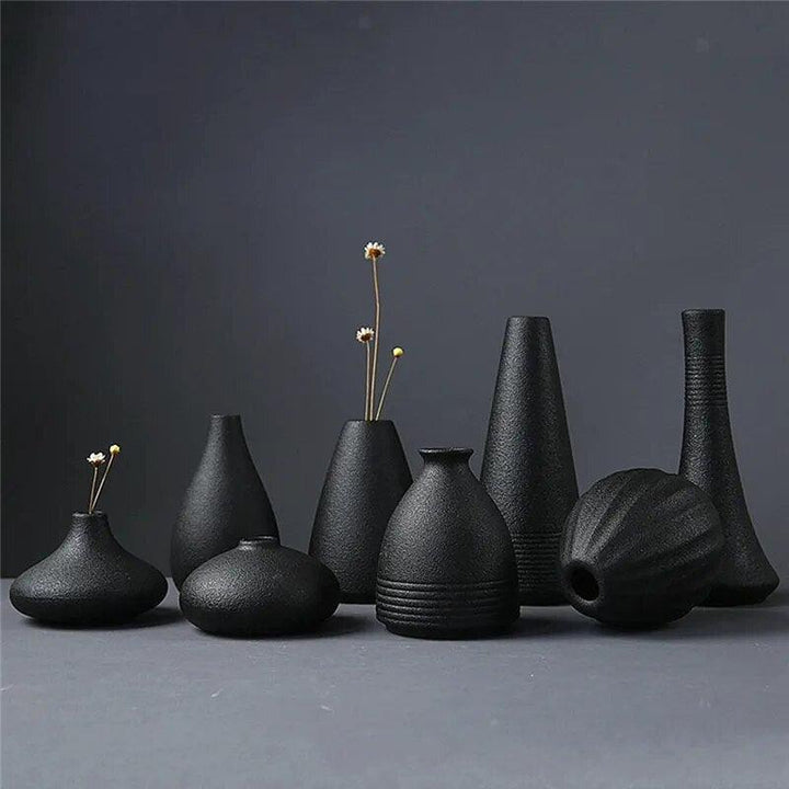 Black Ceramic Small Vase Home Decoration-Vases-Arlik interiors