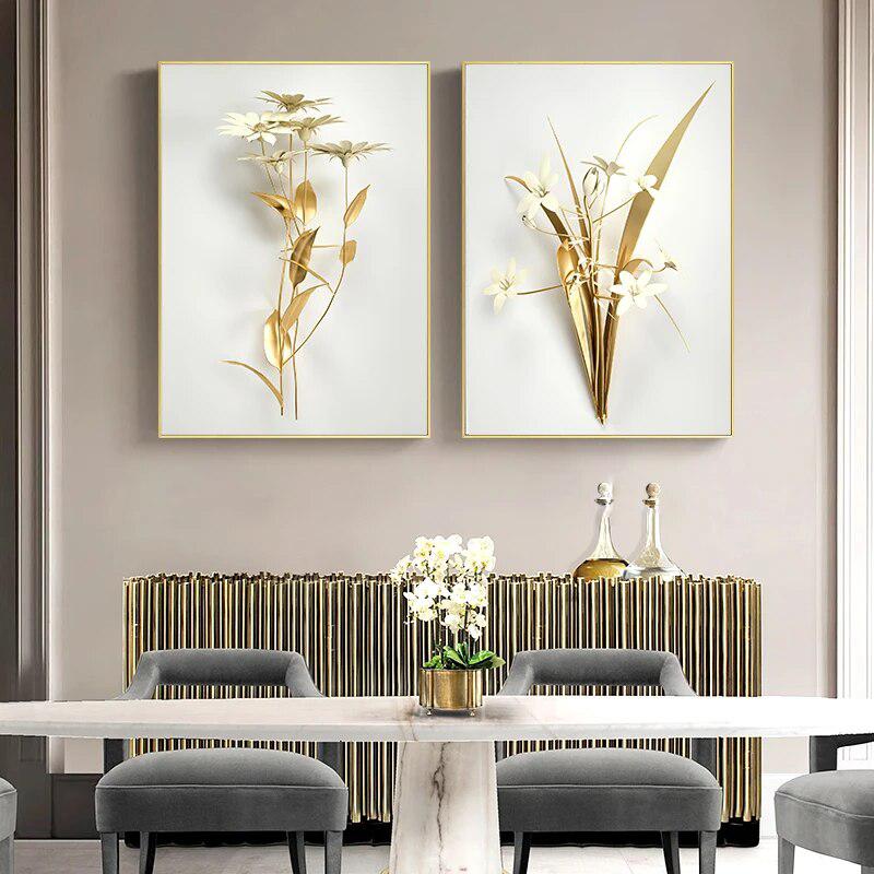 HD Prints Home Decor Abstract Golde Paintings Poster Flowers Leaves Wall Art Canvas Modular No Frame Pictures For Living Room-Arlik interiors