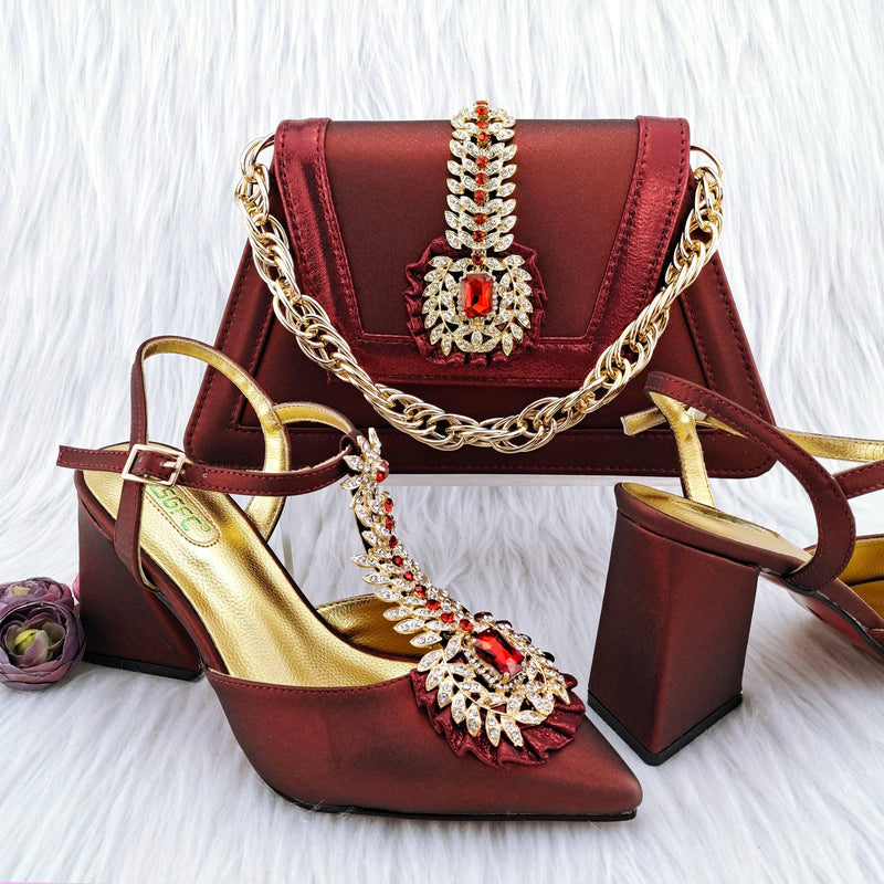 Gold Color African Ladies Shoes And Bag Set-Shoes-Bennys Beauty World