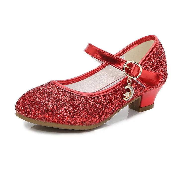 Girls' Purple High Heels For Kids Princess Leather Shoe