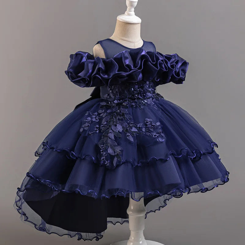 3-10 Years Girls Tailing Dress Summer Sequins Dresses