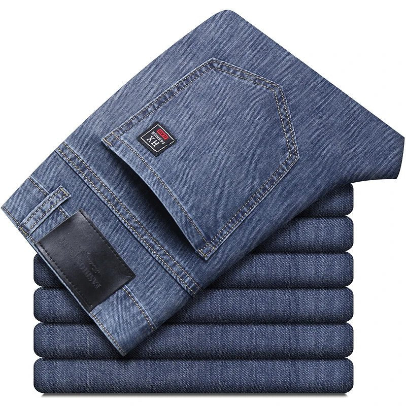 Men's High - Waist Stretch Straight Leg Denim Jeans | Business Casual - Bennys Beauty World