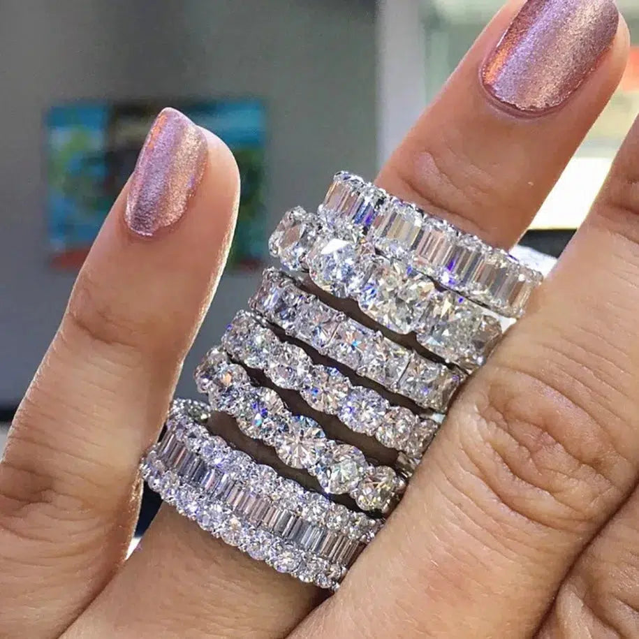 Crystal Zircon Ring Fashion Wedding Band Rings for Women-Ring-Bennys Beauty World