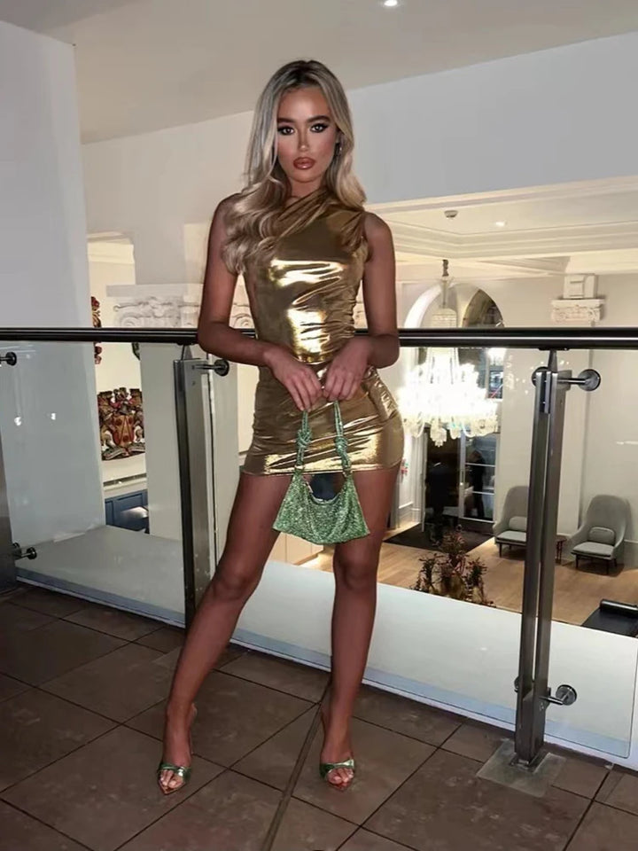 One-Shoulder Asymmetric Bodycon Mini Dress