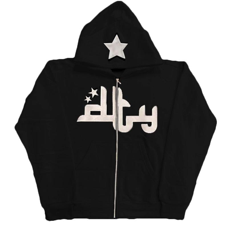 Men's Star Letter Printed Y2k Hoodies High Street Hooded Sweatshirts-Shirts-Bennys Beauty World