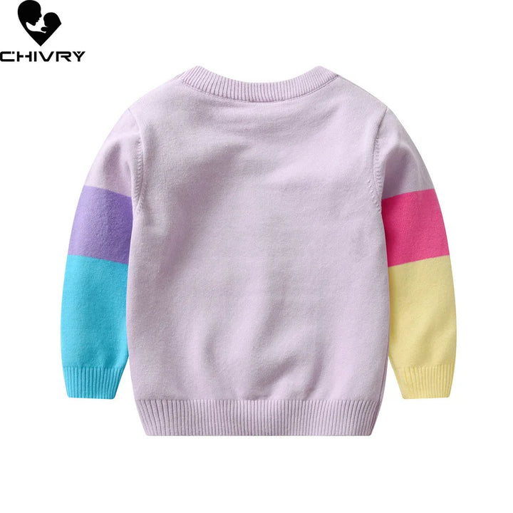 Kids Cartoon Rainbow Sequins Sweater