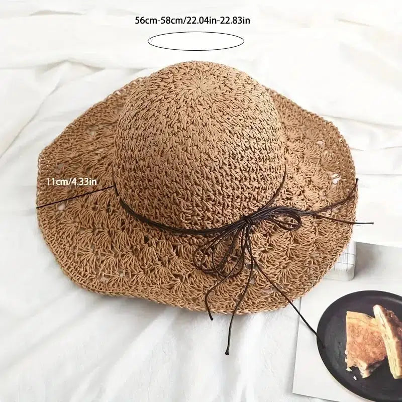 Women's Casual Travel Supply Sun Protection Beach Hat Raffia Straw Hat-Hat-Bennys Beauty World