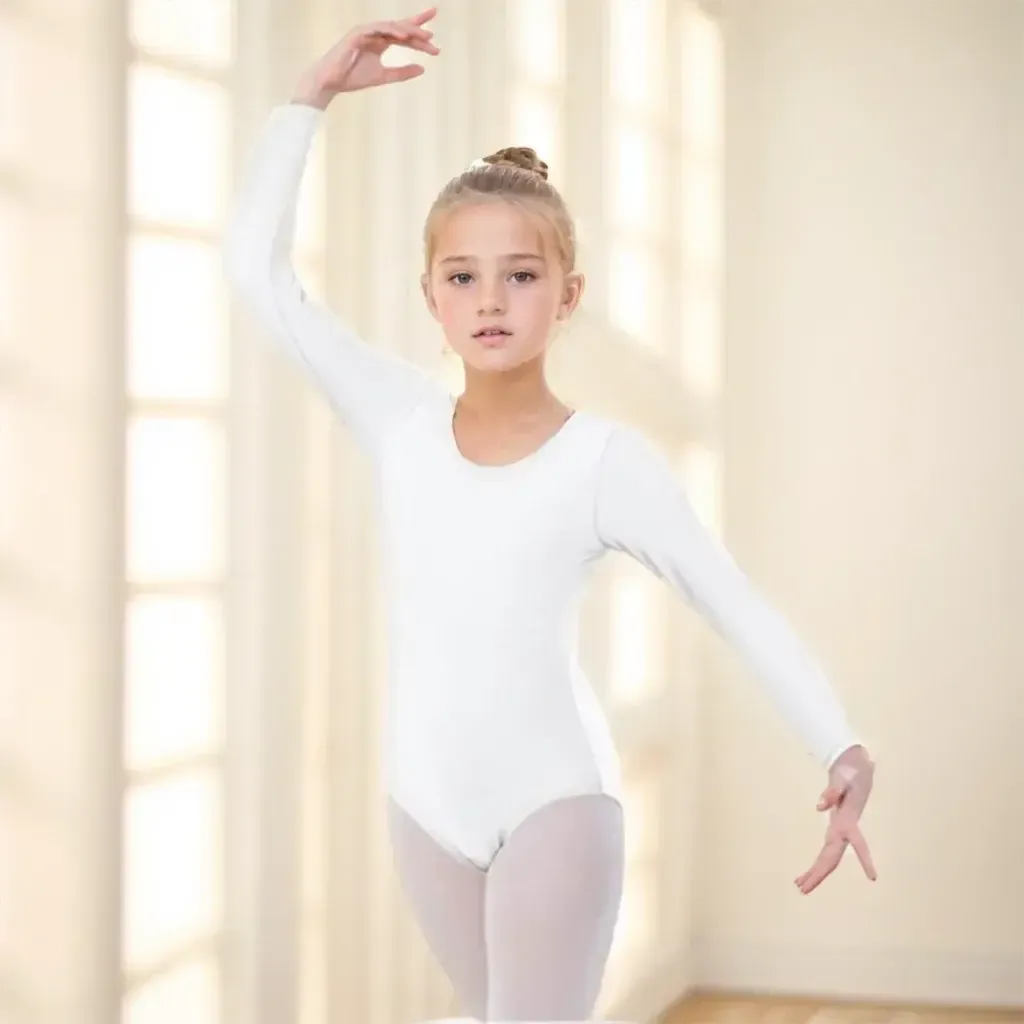 Girls Long Sleeve Ballet Leotard – Gymnastics &amp; Dance Bodysuit - Bennys Beauty World