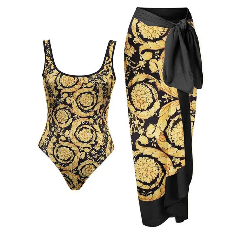 Women Bikini Set Floral Printed Ruffle Bikinis Strappy Swimwear-Swimwear-Bennys Beauty World