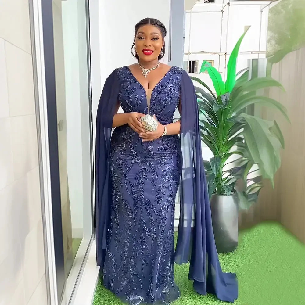 African Dresses for Women Fashion Plus Size Sequin Evening Party Dress-African Dresses-Bennys Beauty World