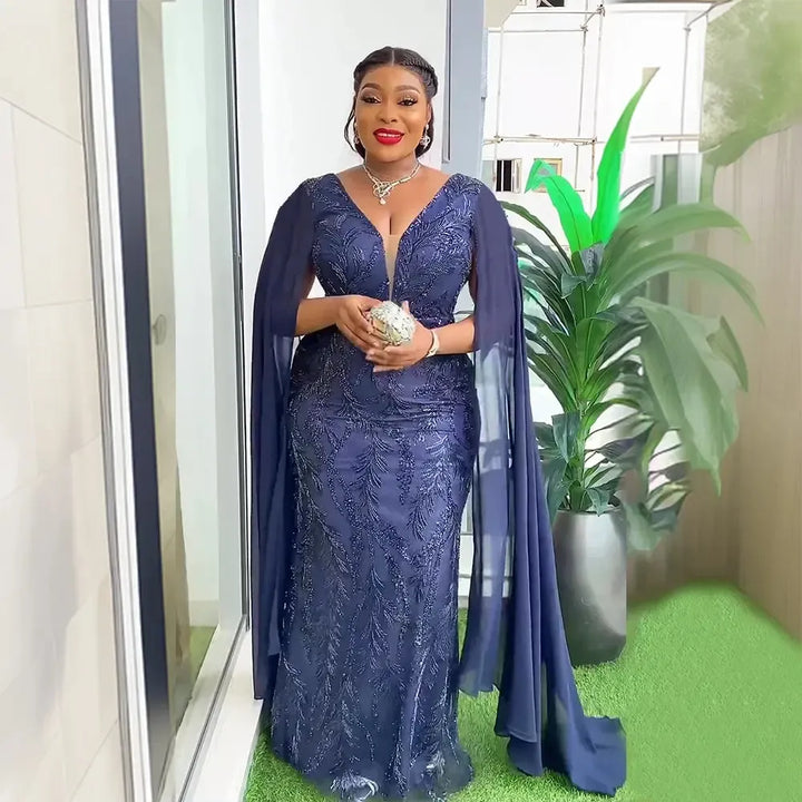 African Dresses for Women Fashion Plus Size Sequin Evening Party Dress-African Dresses-Bennys Beauty World