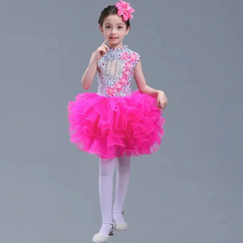 Girls Sequined Tutu Dance Dress – Princess Performance Costume for Kids - Bennys Beauty World
