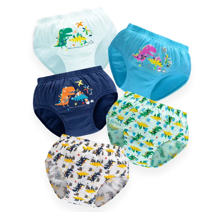 Boys Cotton Cartoon Briefs Multipack | Dinosaur &amp; Truck Print