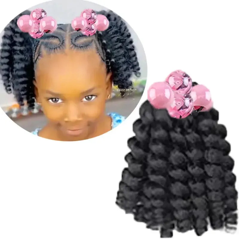 2-Pack Girls Braided Ponytail Hair Extensions with Elastic Ball Beads – Colourful Synthetic Hairpiece for Kids-Hair Accessories-Bennys Beauty World