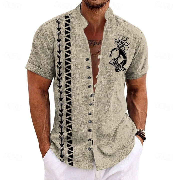 Men’s Linen Short Sleeve Shirt-Shirt-Bennys Beauty World