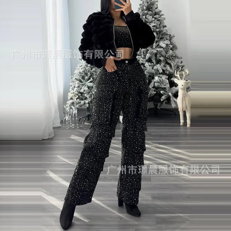 Women's High Waist Jeans Denim Casual Pants