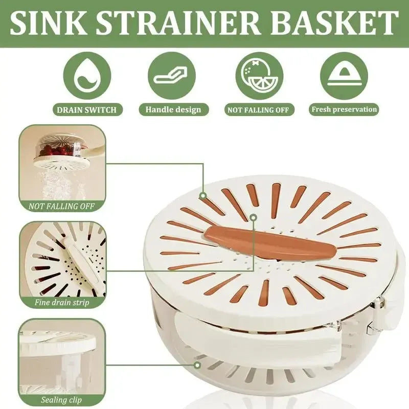 Kitchen Colander Storage Basket Multifunctional Bowl with Strainer-kitchen tools-Bennys Beauty World