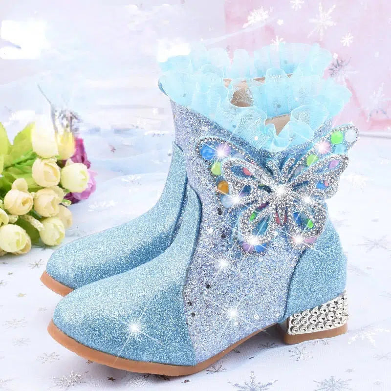 Princess Ankle Boots Plus Velvet Cotton Boots For Children-Shoes-Bennys Beauty World