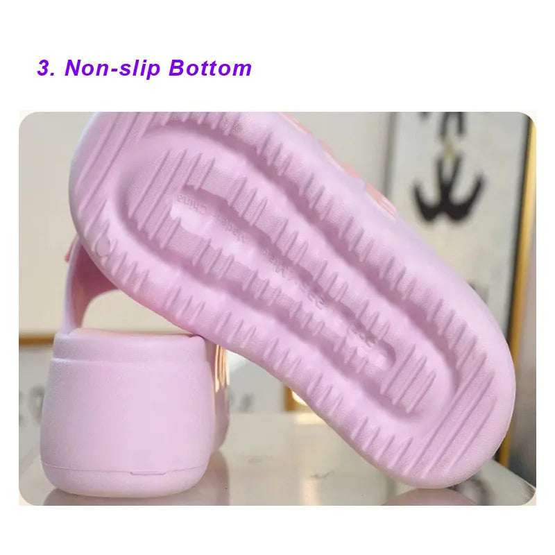 White Pink Bow-knot Slippers Woman High Platform EVA Slides