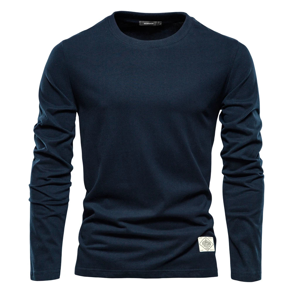 Cotton Long Sleeve T Shirt For Men Solid Spring Casual Mens T-shirts