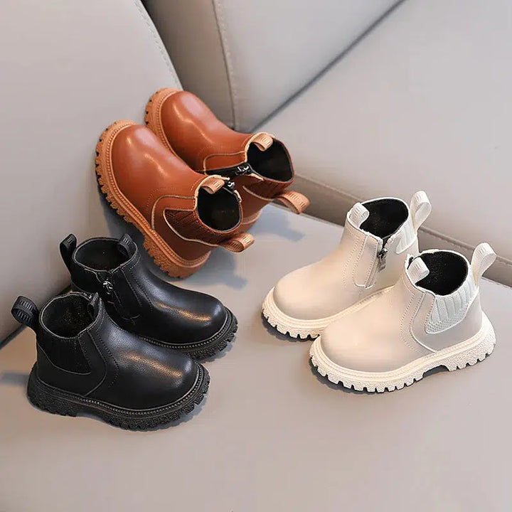 Baby Leather Ankle Boots Rubber Non-slip Boots-Shoes-Bennys Beauty World