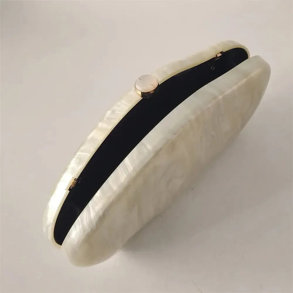 Acrylic Shell Evening Bag – Luxury Handmade Clutch Purse with Chain Strap for Women-Bag-Bennys Beauty World