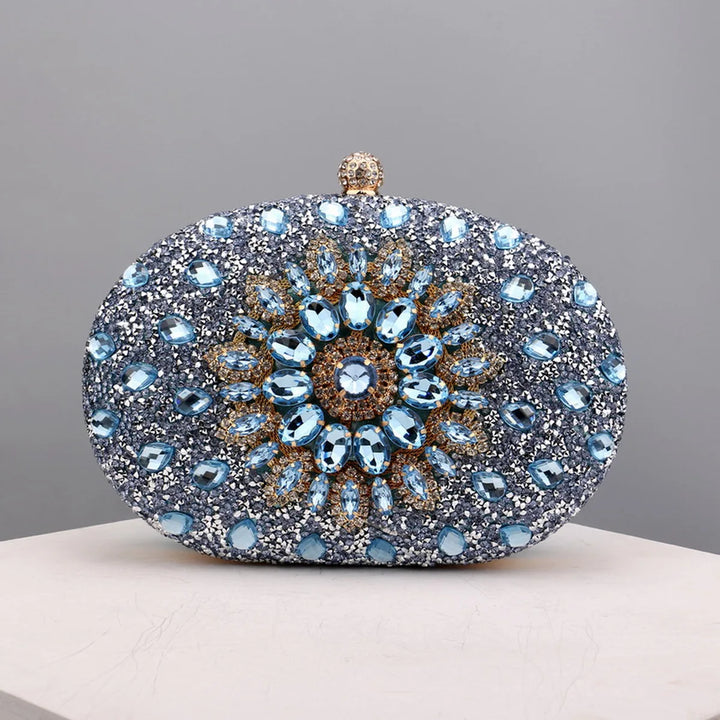Flower Rhinestones Evening Bags Metal Prom Clutch