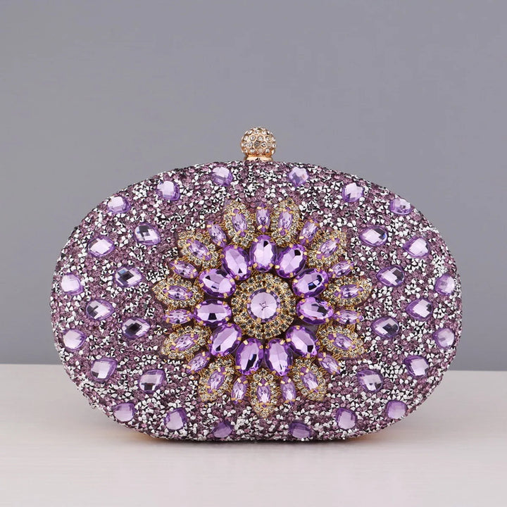 Flower Rhinestones Evening Bags Metal Prom Clutch