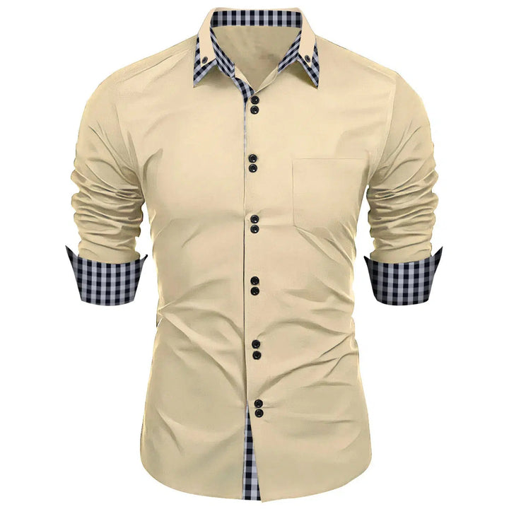 Cross-border new fashion trend men's spring autumn men's plaid shirt-Shirts-Bennys Beauty World