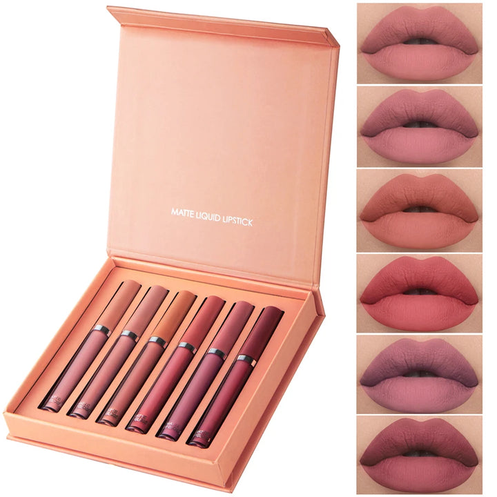 MAXFINE 6-Piece Matte Velvet Lip Gloss Set