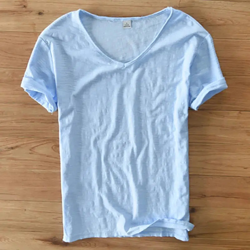 Summer T-Shirt Men's Cotton Short Sleeve Tshirt