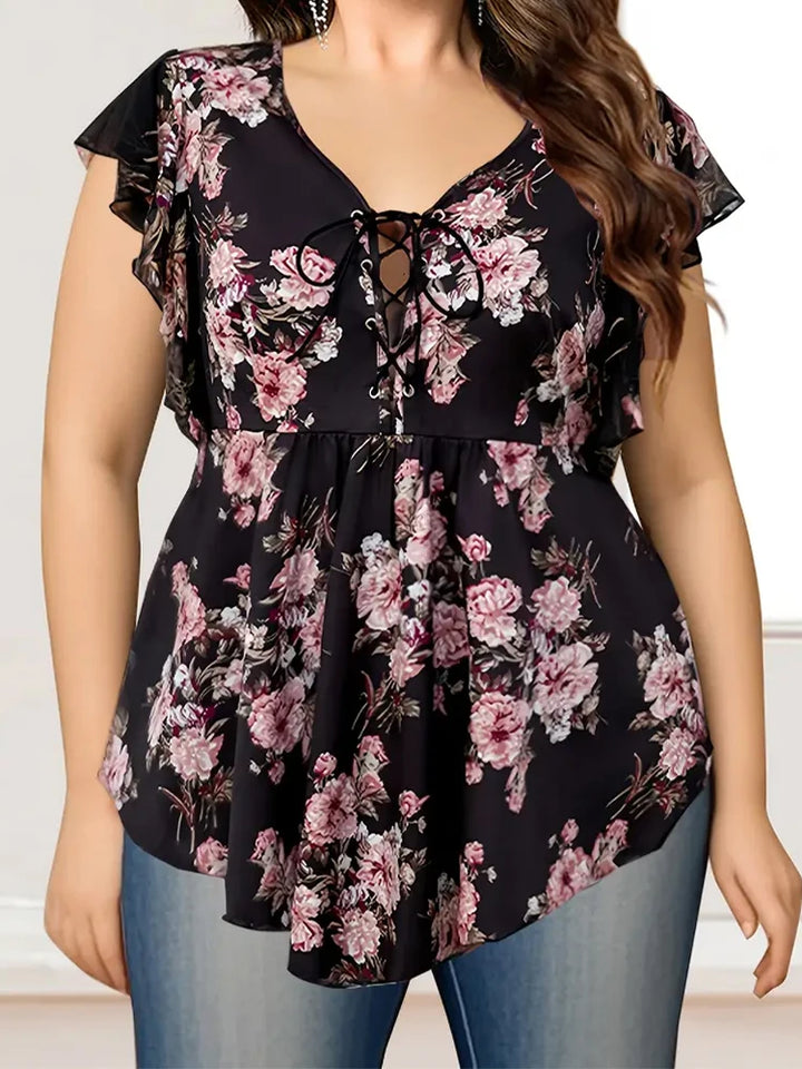 Plus Size Floral Printed Women’s Blouse-Blouses-Bennys Beauty World