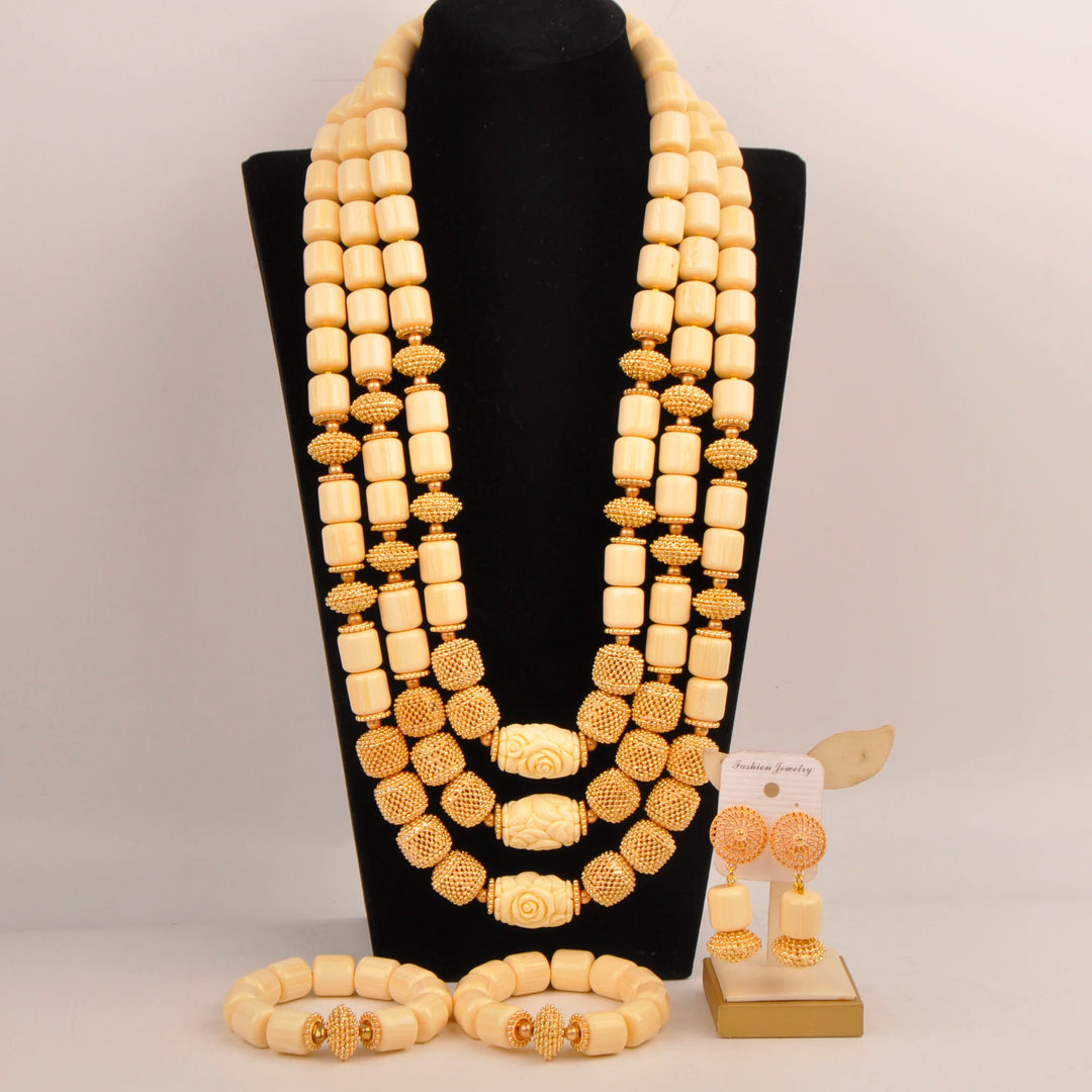 White Artificial Coral Bead Necklace African Jewelry Sets for Women