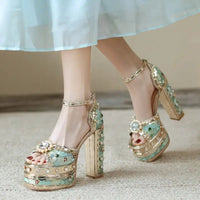 Women's l Rhinestone Sunflower Open Toe Sandals