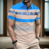 Men's summer short sleeved lapel striped polo shirt-Shirts-Bennys Beauty World