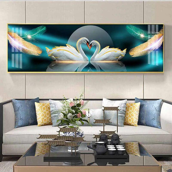 Modern Swan Heart Swans Love Canvas Painting Animal Wall Art Posters and Prints for Living Room Bedroom Home Decor No Frame-Arlik interiors