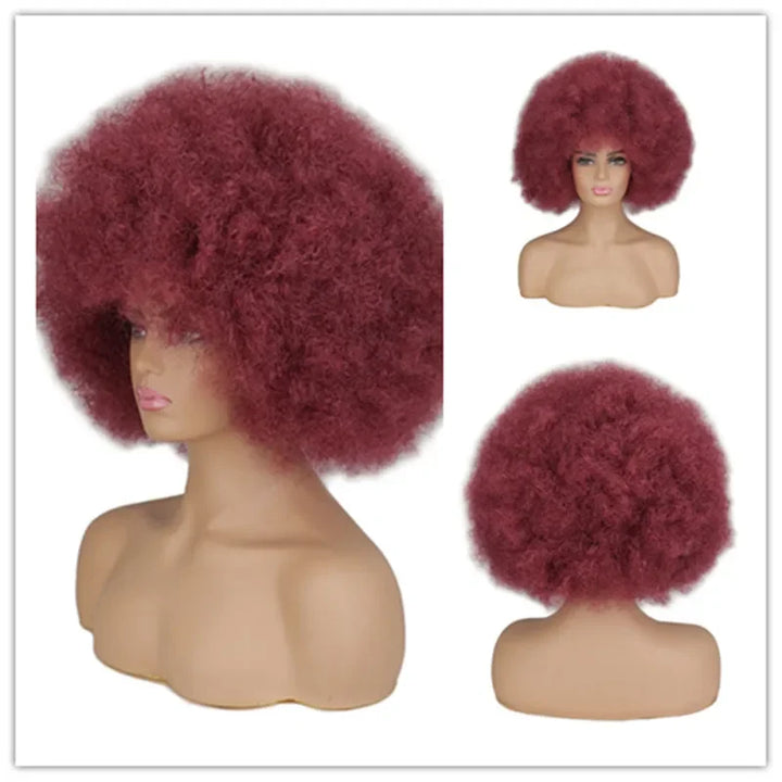 Super Big  Short Curly Cosplay Party Black Dance Afro Wigs Synthetic