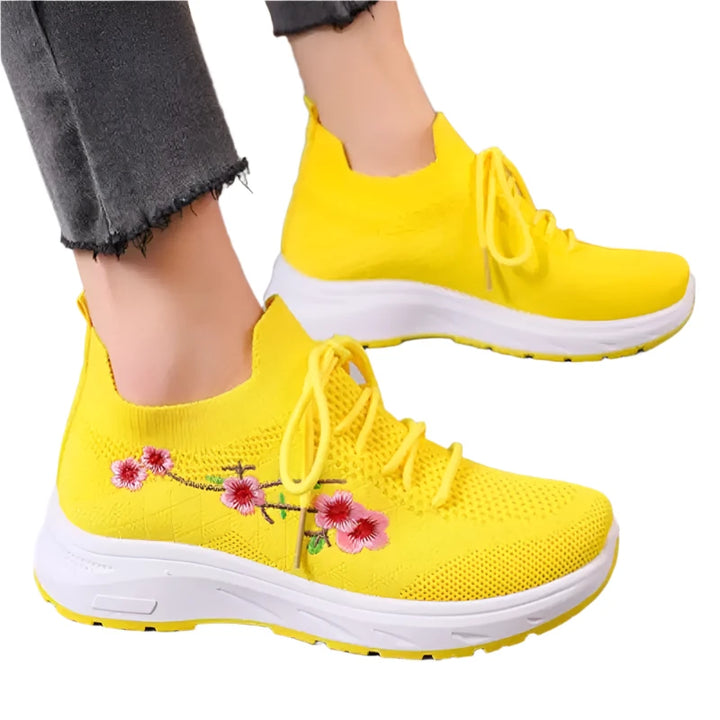 Breathable Mesh Women's Yellow Casual Sneakers