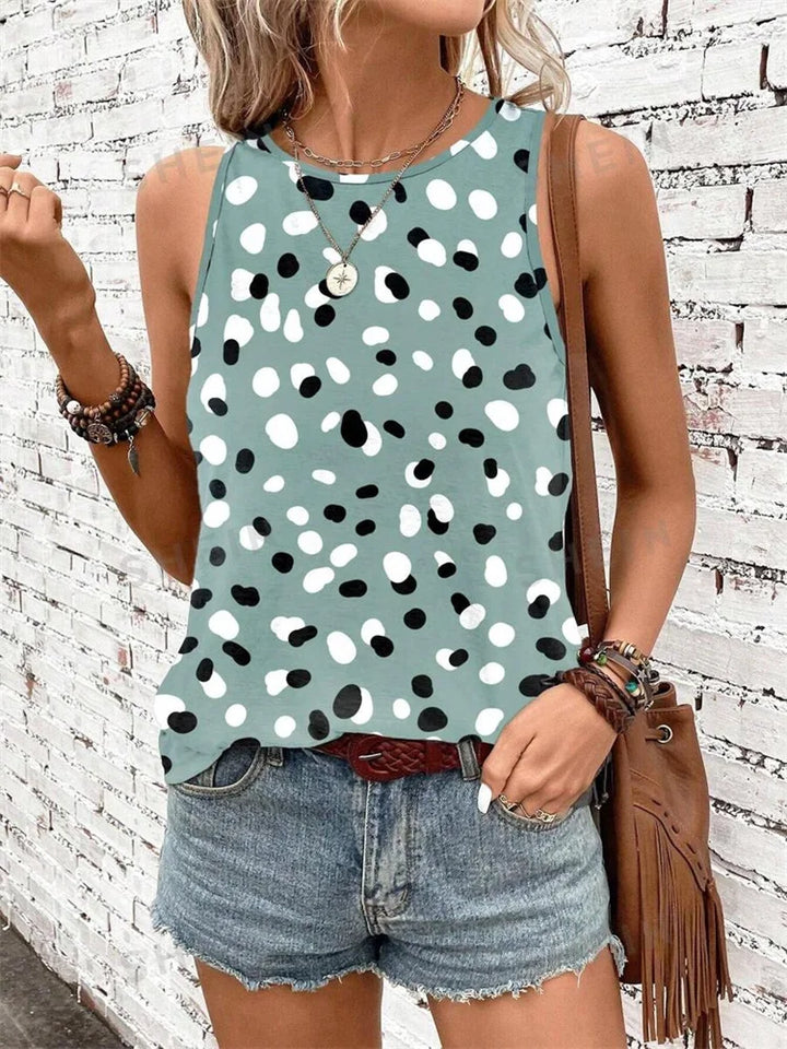 Leopard Print Crew Neck Tank Top