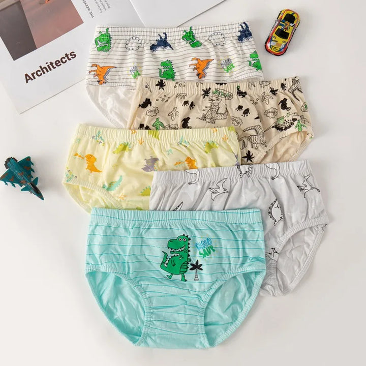 Boys Cotton Cartoon Briefs Multipack | Dinosaur &amp; Truck Print