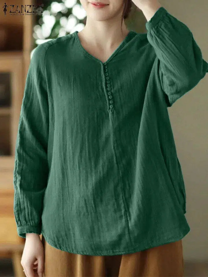 Fashion Long Sleeve Tunic Tops Blouse For Woman-Tops-Bennys Beauty World